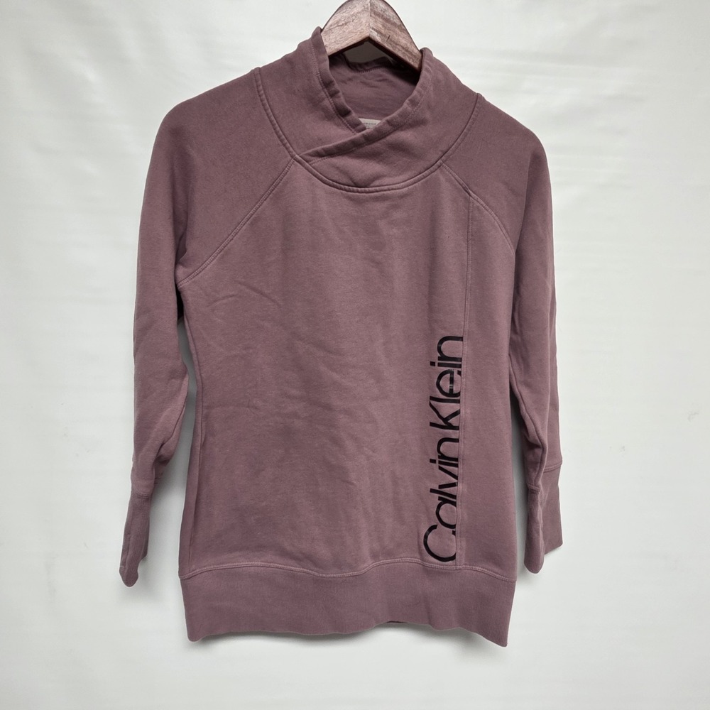 Calvin Klein Sweatshirt Womens Small Pink Cowl Neck Performance Pullover Spell